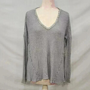 Juicy Couture Waffle Knit Rhinestone Trim and Fringe Long Sleeve Sweater